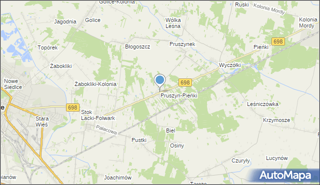 mapa Pruszyn-Pieńki, Pruszyn-Pieńki na mapie Targeo