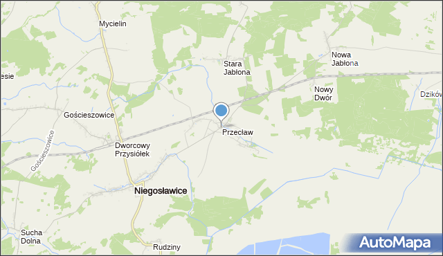 mapa Przecław, Przecław gmina Niegosławice na mapie Targeo