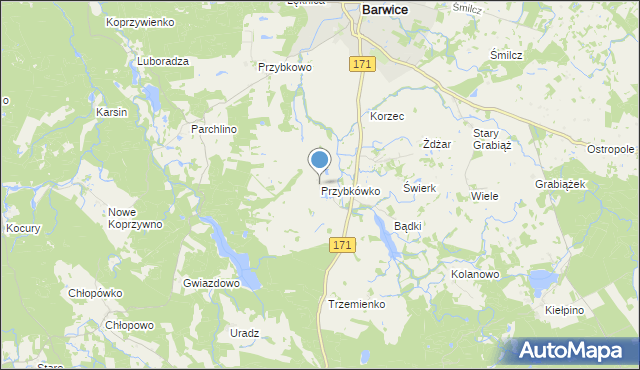 mapa Przybkówko, Przybkówko na mapie Targeo