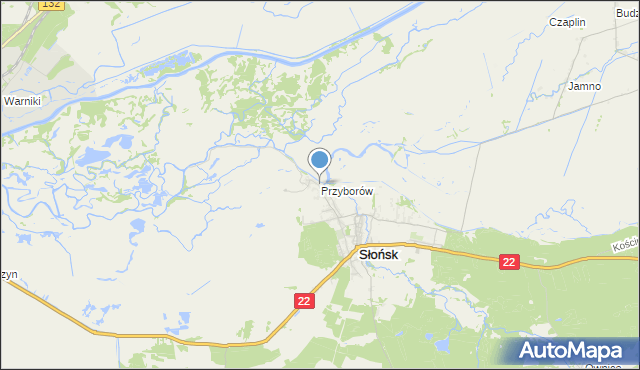 mapa Przyborów, Przyborów gmina Słońsk na mapie Targeo