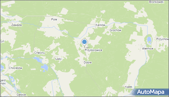 mapa Przyborowice, Przyborowice gmina Gubin na mapie Targeo