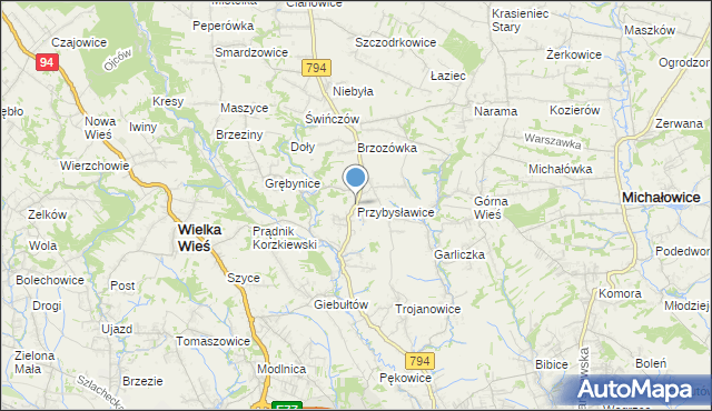 mapa Przybysławice, Przybysławice gmina Zielonki na mapie Targeo