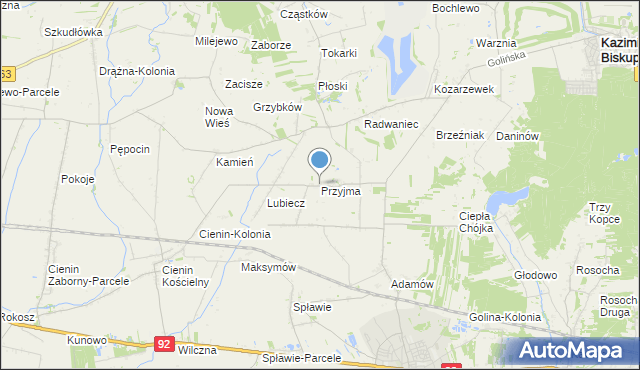 mapa Przyjma, Przyjma gmina Golina na mapie Targeo