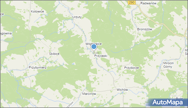 mapa Przylaski, Przylaski gmina Brzeźnica na mapie Targeo