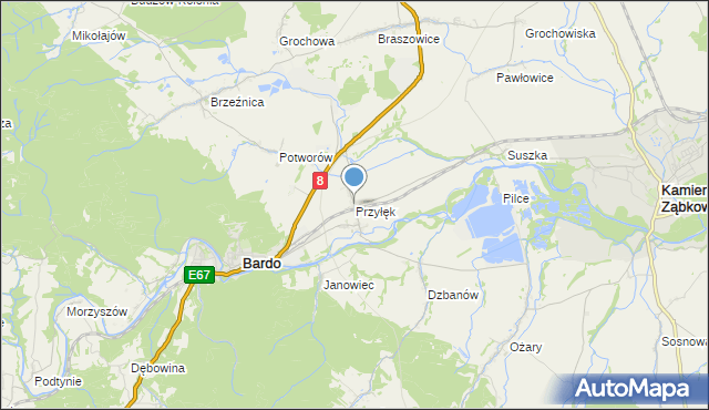 mapa Przyłęk, Przyłęk gmina Bardo na mapie Targeo