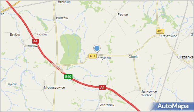 mapa Przylesie, Przylesie gmina Olszanka na mapie Targeo