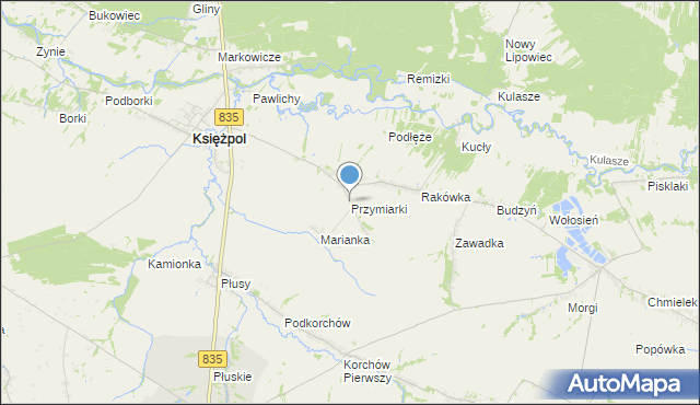 mapa Przymiarki, Przymiarki gmina Księżpol na mapie Targeo