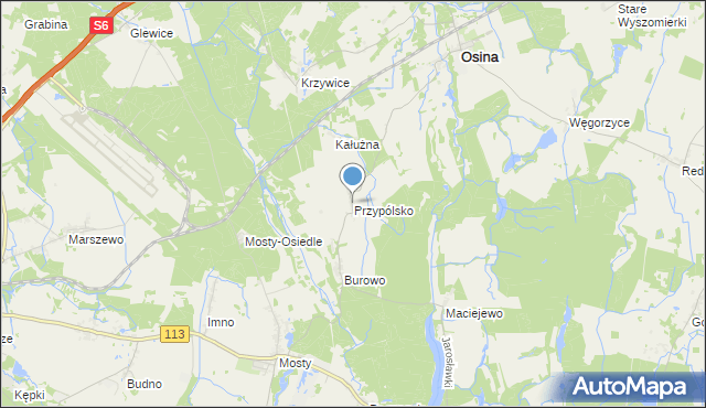 mapa Przypólsko, Przypólsko gmina Osina na mapie Targeo