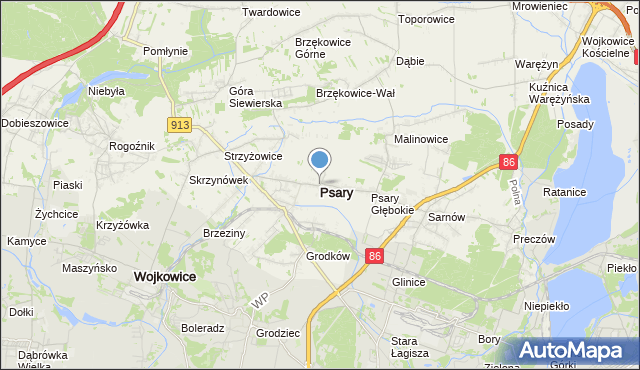 mapa Psary, Psary powiat będziński na mapie Targeo