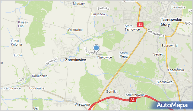 mapa Ptakowice, Ptakowice gmina Zbrosławice na mapie Targeo