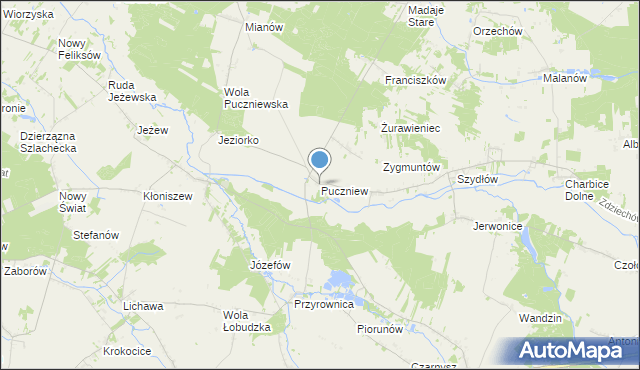 mapa Puczniew, Puczniew na mapie Targeo