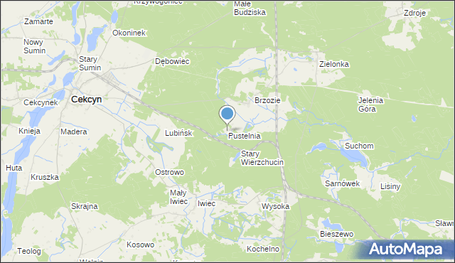 mapa Pustelnia, Pustelnia gmina Cekcyn na mapie Targeo