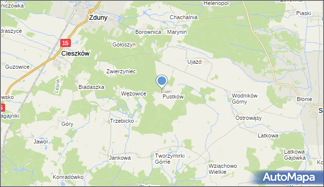 mapa Pustków, Pustków gmina Cieszków na mapie Targeo