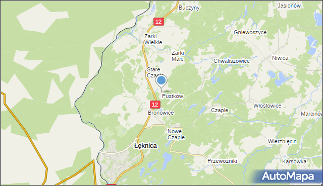 mapa Pustków, Pustków gmina Trzebiel na mapie Targeo