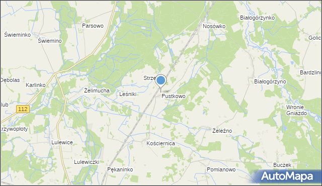 mapa Pustkowo, Pustkowo gmina Białogard na mapie Targeo