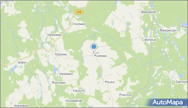 mapa Pustowo, Pustowo gmina Kępice na mapie Targeo