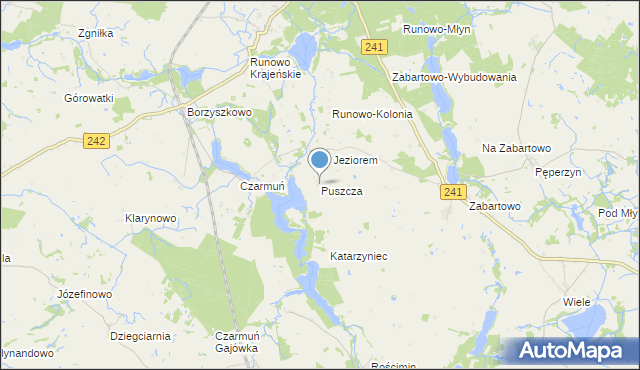 mapa Puszcza, Puszcza gmina Więcbork na mapie Targeo