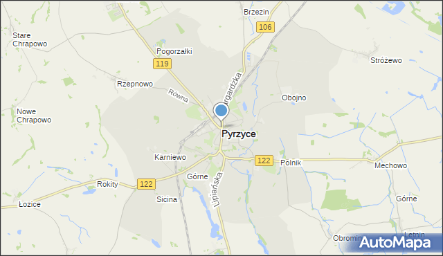 pyrzyce mapa Mapa Pyrzyce, Pyrzyce na mapie Targeo