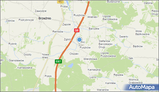 mapa Pyszków, Pyszków na mapie Targeo