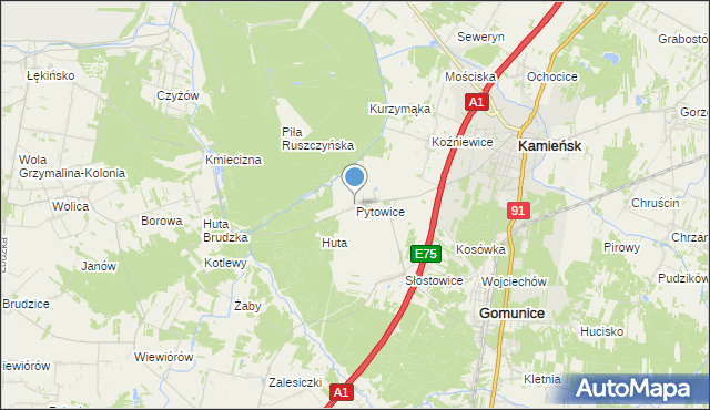 mapa Pytowice, Pytowice na mapie Targeo