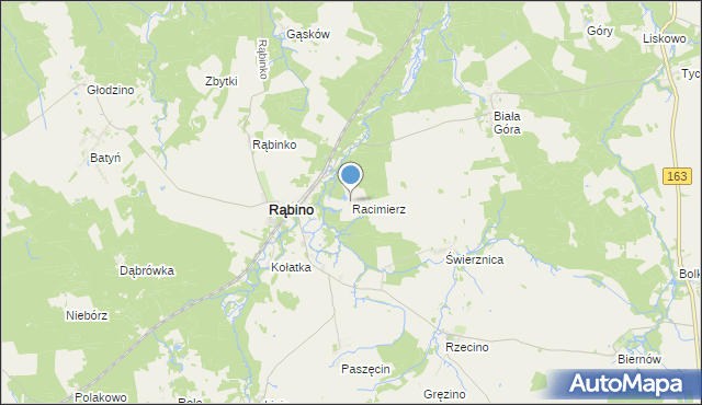 mapa Racimierz, Racimierz gmina Rąbino na mapie Targeo