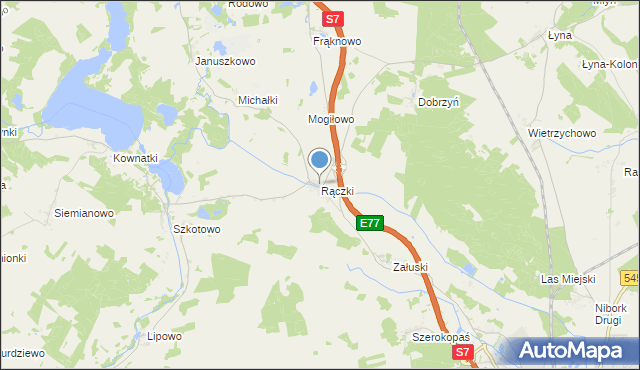 mapa Rączki, Rączki gmina Nidzica na mapie Targeo