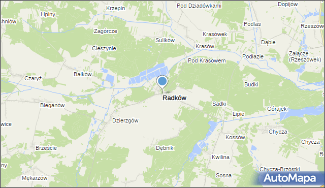 mapa Radków, Radków powiat włoszczowski na mapie Targeo