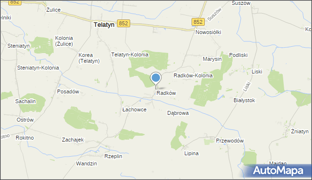 mapa Radków, Radków gmina Telatyn na mapie Targeo