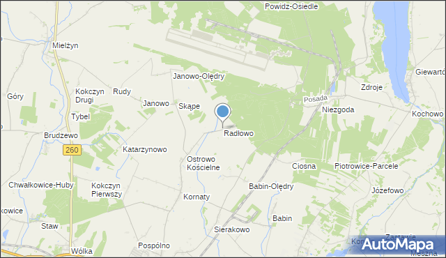 mapa Radłowo, Radłowo gmina Strzałkowo na mapie Targeo