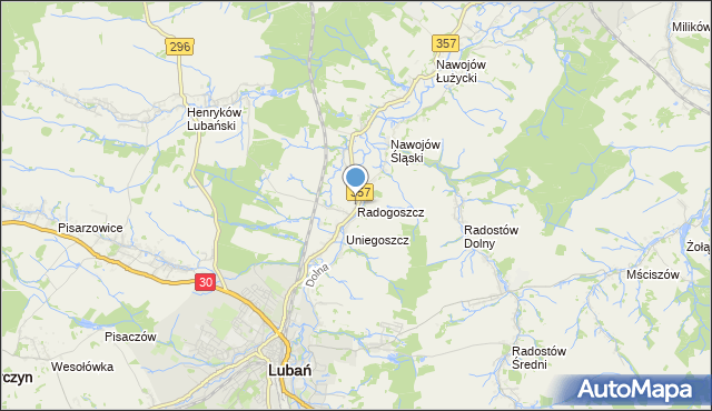 mapa Radogoszcz, Radogoszcz gmina Lubań na mapie Targeo