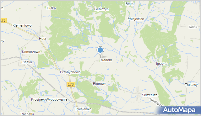 mapa Radomia, Radom gmina Ryczywół na mapie Targeo