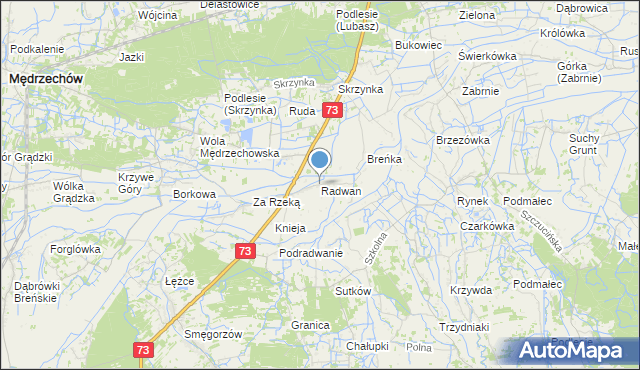 mapa Radwan, Radwan gmina Szczucin na mapie Targeo