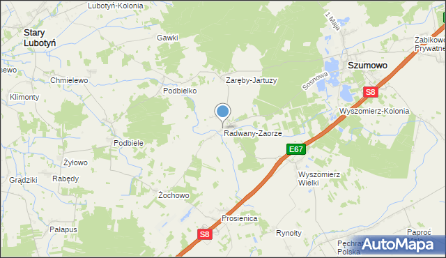 mapa Radwany-Zaorze, Radwany-Zaorze na mapie Targeo