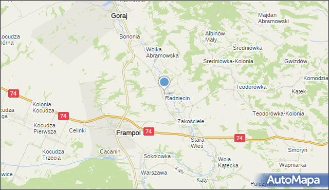 mapa Radzięcin, Radzięcin na mapie Targeo