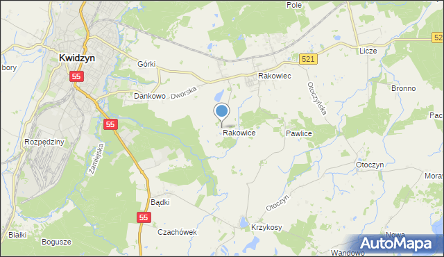 mapa Rakowice, Rakowice gmina Kwidzyn na mapie Targeo