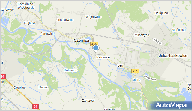 mapa Ratowice, Ratowice gmina Czernica na mapie Targeo
