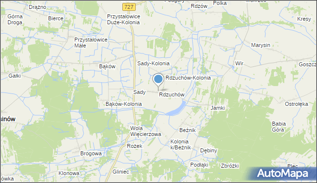 mapa Rdzuchów, Rdzuchów na mapie Targeo