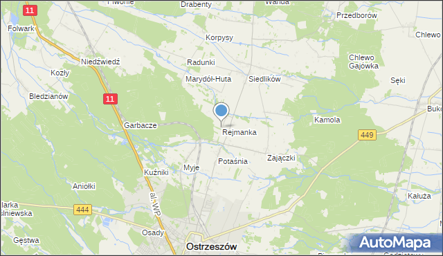 mapa Rejmanka, Rejmanka na mapie Targeo