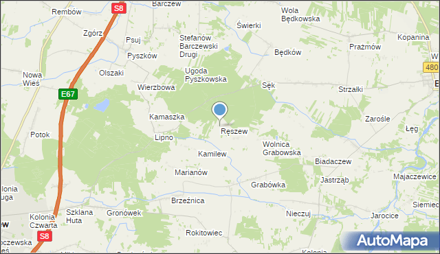 mapa Ręszew, Ręszew na mapie Targeo