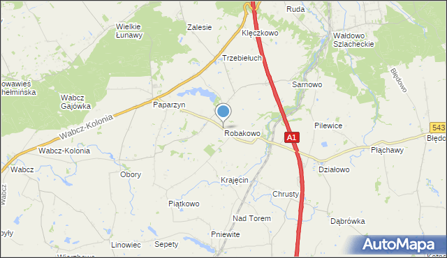 mapa Robakowo, Robakowo gmina Stolno na mapie Targeo