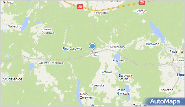 mapa Róg, Róg gmina Studzienice na mapie Targeo