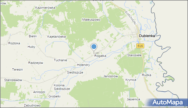 mapa Rogatka, Rogatka gmina Dubienka na mapie Targeo