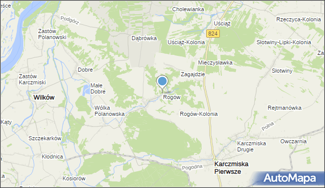 mapa Rogów, Rogów gmina Wilków na mapie Targeo