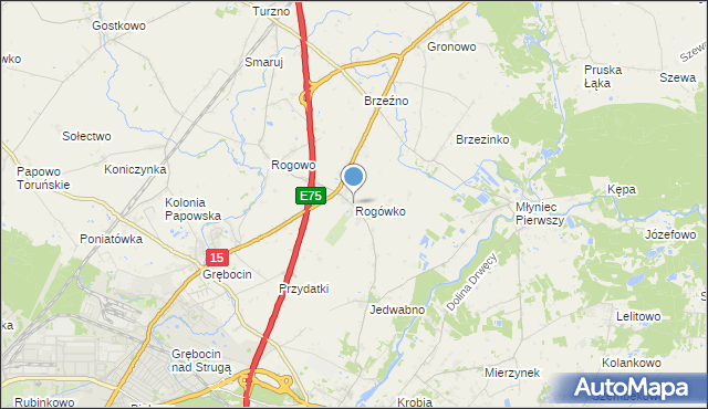 mapa Rogówko, Rogówko gmina Lubicz na mapie Targeo