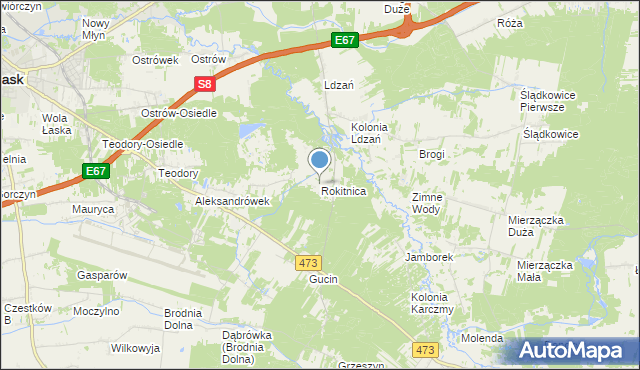 mapa Rokitnica, Rokitnica gmina Łask na mapie Targeo