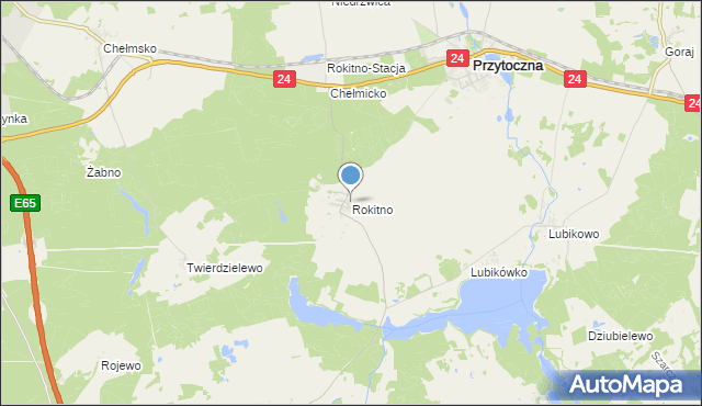 mapa Rokitno, Rokitno gmina Przytoczna na mapie Targeo