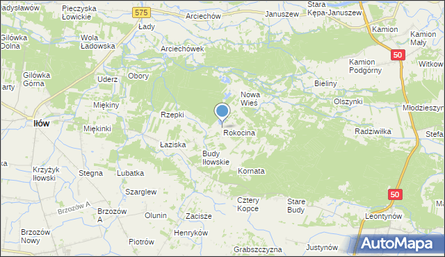 mapa Rokocina, Rokocina na mapie Targeo