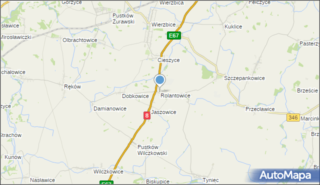 mapa Rolantowice, Rolantowice na mapie Targeo