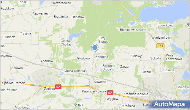 mapa Rosocha, Rosocha gmina Golina na mapie Targeo