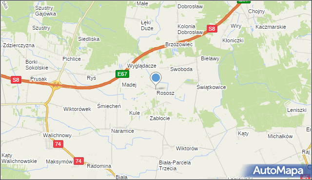 mapa Rososz, Rososz gmina Biała na mapie Targeo